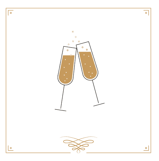 voorkant Nieuwjaarskaart champagne