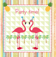 Verjaardagskaart flamingo