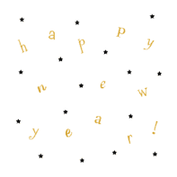 Nieuwjaarskaart letters goud